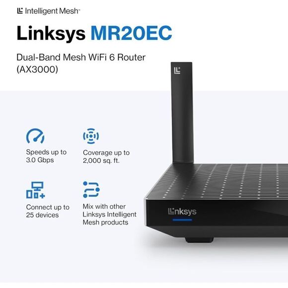 Linksys Hydra 6 Mesh WiFi 6 Router - MR20EC-AMZ - Dual-Band WiFi Router - Picture 4 of 13